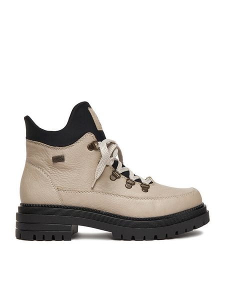 Rieker Trzewiki CEO-Y3158-60 Beżowy. Brązowe botki damskie Rieker, bez wzorów, z materiału, bez obcasa, na płaskiej podeszwie, bez zapięcia. Za 329.99 zł.