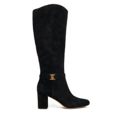 Kozaki LAUREN RALPH LAUREN. Czarne kozaki damskie Lauren Ralph Lauren, bez wzorów, bez obcasa, na słupku, bez zapięcia. Za 1,299.00 zł.