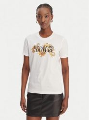 Versace Jeans Couture T-Shirt 80HAHE02 CJ00E Biały Regular Fit. Białe t-shirty damskie Versace Jeans Couture, s, bez wzorów, z bawełny, bez kołnierzyka, bez ramiączek. Za 659.99 zł.