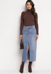 Niebieska Jeansowa Spódnica Midi z Rozcięciem Adexa. Niebieskie spódnice damskie Born2be, s, bez wzorów, z jeansu, z podwyższonym stanem, midi. Za 54.99 zł.