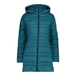 Długa kurtka puchowa z kapturem damska CMP Snaps. Zielone kurtki sportowe damskie CMP, bez wzorów, z puchu, bez ramiączek, z kapturem, narciarskie. Za 603.55 zł.