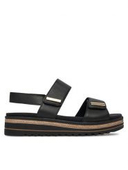 Remonte Sandały CEO-D0Q59-00 Czarny. Czarne sandały damskie Remonte, bez wzorów, ze skóry, bez obcasa, na płaskiej podeszwie, bez zapięcia. Za 379.99 zł.