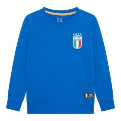 Sweter FIGC Włochy Męski. Niebieskie swetry męskie FIGC, m, bez wzorów, z bawełny, bez kołnierzyka, bez ramiączek. Za 199.99 zł.