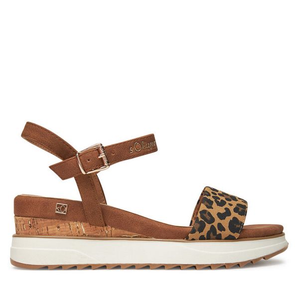 Sandały s.Oliver. Brązowe sandały damskie S.Oliver, bez wzorów, bez obcasa, na koturnie, bez zapięcia. Za 289.99 zł.