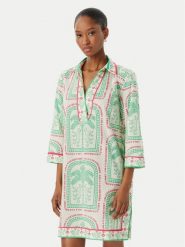 LOLA CASADEMUNT Sukienka letnia LS2616074 Kremowy Regular Fit. Białe sukienki damskie LOLA CASADEMUNT, na lato, s, bez wzorów, z bawełny, bez kołnierzyka, bez ramiączek. Za 379.99 zł.