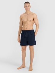 4F Spodenki plażowe męskie - granatowe XL. Niebieskie szorty męskie 4F, bez wzorów, z materiału, wakacyjne. Za 79.99 zł.