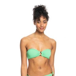 Góra od stroju kąpielowego ROXY Color Jam Bandeau. Zielone bikini Roxy, bez wzorów. Za 94.99 zł.