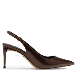 Sandały Nine West. Brązowe sandały damskie Nine West, bez wzorów, bez obcasa, na szpilce, bez zapięcia. Za 119.99 zł.