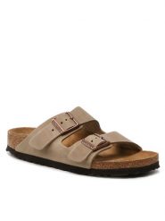 Birkenstock Klapki Arizona Bs 0352203 Brązowy. Brązowe klapki damskie Birkenstock, bez wzorów, z nubiku, bez obcasa, bez zapięcia. Za 539.99 zł.