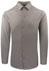 Elegancka Koszula z Dzianinowej Tkaniny - Prosty Krój - Ciemny Beż. Koszule męskie Pazzani, bez wzorów, z bawełny, eleganckie, bez kołnierzyka, bez ramiączek. Za 199.00 zł.