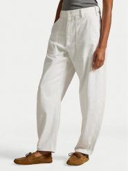 Polo Ralph Lauren Spodnie materiałowe 211A93147001 Biały Relaxed Fit. Białe spodnie materiałowe damskie Polo Ralph Lauren, bez wzorów, z bawełny. Za 940.99 zł.
