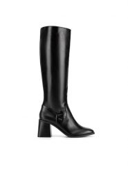MEXX Kozaki MI001806243W Czarny. Czarne kozaki damskie Mexx, bez wzorów, z materiału, bez obcasa, na słupku, bez zapięcia. Za 449.99 zł.