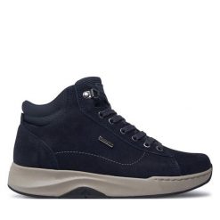 Trzewiki Josef Seibel. Niebieskie botki damskie Josef Seibel, bez wzorów, bez obcasa, na płaskiej podeszwie, bez zapięcia. Za 369.99 zł.