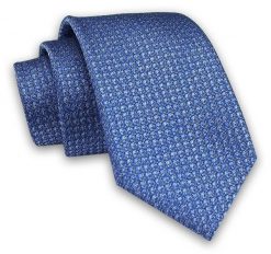 Niebieski Elegancki Męski Krawat -ALTIES- 7cm, Stylowy, Klasyczny, w Drobny Rzucik. Niebieskie krawaty i muchy Alties, bez wzorów, z tkaniny, eleganckie. Za 49.00 zł.