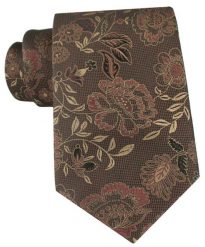 Brązowy Krawat ze Wzorem w Duże Kwiaty - Chattier. Brązowe krawaty i muchy Chattier, bez wzorów, z tkaniny, eleganckie. Za 55.00 zł.