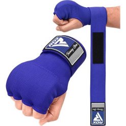 Rękawiczki wewnętrzne z bandażem IS2 - Niebieski - rozmiar XL. Niebieskie rękawiczki męskie RDX SPORTS, bez wzorów, z bawełny. Za 66.99 zł.
