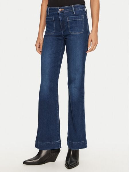 Wrangler Jeansy 112351028 Granatowy Flare Fit. Niebieskie jeansy damskie Wrangler, bez wzorów, z bawełny. Za 399.00 zł.