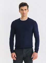 PAKO LORENTE - Granatowy sweter męski. Niebieskie swetry męskie Pako Lorente, na jesień, l, bez wzorów, z nylonu, bez kołnierzyka, bez ramiączek. Za 119.99 zł.