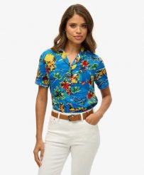 Superdry Koszula Beach Resort z wiskozy – Blue Dolphin Ocean. Niebieskie koszule damskie Superdry, bez wzorów, z wiskozy, bez kołnierzyka, bez ramiączek. Za 215.10 zł.