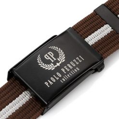 Pasek parciany PAOLO PERUZZI PW-15-105 cm brązowy. Brązowe paski męskie Paolo Peruzzi, z materiału. Za 34.99 zł.