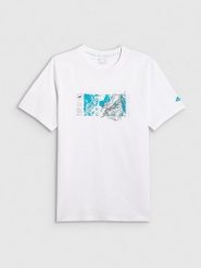 4F T-shirt regular z nadrukiem męski - biały XL. Białe t-shirty męskie 4F, m, bez wzorów, z bawełny, bez kołnierzyka, bez ramiączek. Za 69.99 zł.