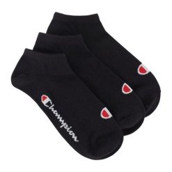 Skarpetki Unisex Z Logo Dla Dorosłych (zestaw 3 Sztuk). Czarne skarpetki damskie Champion, bez wzorów, z bawełny. Za 66.99 zł.