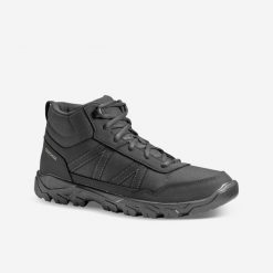 Buty turystyczne męskie Quechua NH100 Mid. Brązowe buty zimowe męskie QUECHUA, bez wzorów, z materiału, przed kolano, bez obcasa, bez zapięcia. Za 89.99 zł.