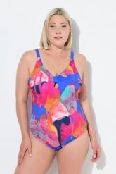 Damski Strój kąpielowy ozdobny węzeł miękkie miseczki. Czerwone stroje kąpielowe damskie Ulla Popken, plus size, bez wzorów, z elastanu. Za 191.99 zł.