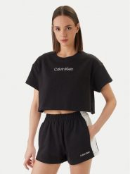 Calvin Klein Swimwear T-Shirt LV00Q61201 Czarny Relaxed Fit. Czarne t-shirty damskie Calvin Klein Swimwear, xs, bez wzorów, z bawełny, bez kołnierzyka, bez ramiączek. Za 170.99 zł.