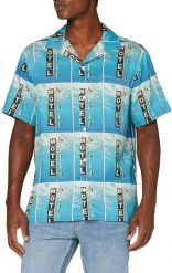 MĘSKA KOSZULA WRANGLER SS ALLOVER SHIRT BLUE W5J36HX05 112130178. Niebieskie koszule męskie Wrangler, m, bez wzorów, bez kołnierzyka, bez ramiączek. Za 129.99 zł.