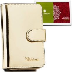 Portfel skórzany Peterson PTN 1N-602 złoty. Żółte portfele damskie Peterson, z lakierowanej skóry. Za 119.99 zł.