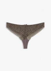 Stringi z delikatnej koronki (2 szt.). Szare majtki damskie bonprix, z koronki. Za 64.99 zł.