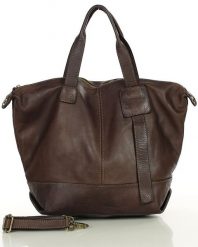 Duża torba shopper A4 z miękkiej włoskiej skóry Marco Mazzini brązowa. Brązowe shopperki damskie bez wzorów, ze skóry, duże, bez dodatków. Za 629.99 zł.