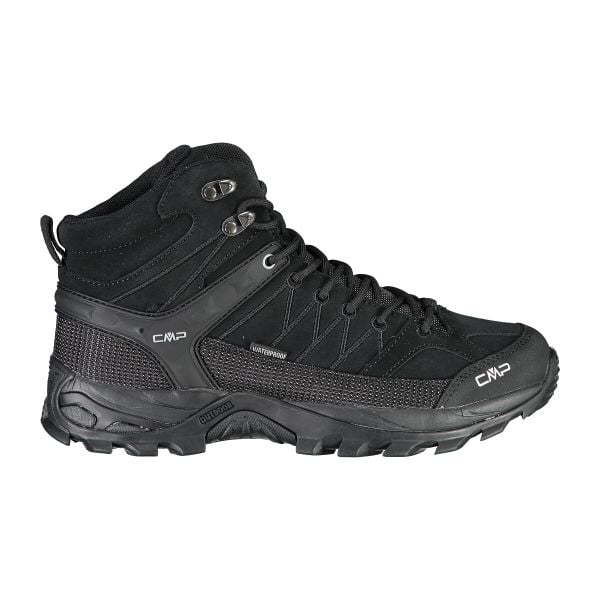 Buty trekkingowe CMP Rigel Waterproof. Czarne trekkingi męskie CMP, ze skóry, bez zapięcia. W wyprzedaży za 399.99 zł.