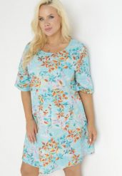 Jasnoniebieska Trapezowa Sukienka Mini z Wiskozy w Kwiaty Donnia. Niebieskie sukienki damskie Born2be, na lato, l, bez wzorów, z wiskozy, bez kołnierzyka, bez ramiączek, mini, trapezowe. Za 54.99 zł.