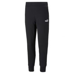Damskie spodnie dresowe Essentials PUMA Black. Czarne spodnie dresowe damskie Puma, bez wzorów, z dresówki, sportowe, na fitness i siłownię. Za 223.00 zł.