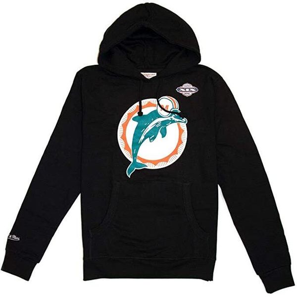 Hoodie Miami Dolphins superbowl Dan Marino. Czarne bluzy męskie Mitchell & Ness, m, bez wzorów, bez ramiączek. Za 486.50 zł.