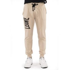 Bluza z bawełna z sznurek regulacyjny na co dzień. Brązowe spodnie materiałowe męskie LEONE 1947 APPAREL, bez wzorów, z bawełny. W wyprzedaży za 141.46 zł.