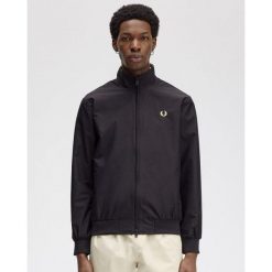 Kurtka męska Brentham marki Fred Perry. Czarne kurtki męskie Fred Perry, m, bez wzorów, z nylonu, eleganckie, bez kaptura. Za 804.45 zł.