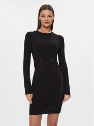 Patrizia Pepe Sukienka dzianinowa 8A1295/K7I5-K103 Czarny Slim Fit. Czarne sukienki damskie Patrizia Pepe, bez wzorów, z dzianiny, bez kołnierzyka, bez ramiączek. Za 899.99 zł.