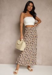 Szaro-Beżowa Rozkloszowana Spódnica z Wiskozy High Waist Fevanice. Szare spódnice damskie Renee, na co dzień, m, bez wzorów, z jeansu, eleganckie, z podwyższonym stanem, maxi, rozkloszowane. Za 39.99 zł.