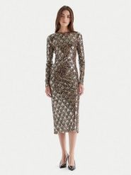 Just Cavalli Sukienka koktajlowa 79PAO953 JS528 Beżowy Slim Fit. Brązowe sukienki damskie Just Cavalli, bez wzorów, z syntetyku, wizytowe, bez kołnierzyka, bez ramiączek. Za 1,409.00 zł.