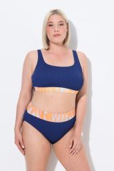 Damskie Bikini fale miękkie miseczki regulowane ramiączka wysoki stan. Niebieskie stroje kąpielowe damskie Ulla Popken, plus size, bez wzorów, z elastanu. Za 239.99 zł.