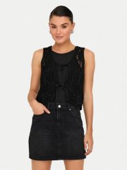ONLY Top Lizzy 15343882 Czarny Regular Fit. Czarne topy damskie ONLY, xl, bez wzorów, z syntetyku, bez kołnierzyka, bez ramiączek. Za 59.99 zł.