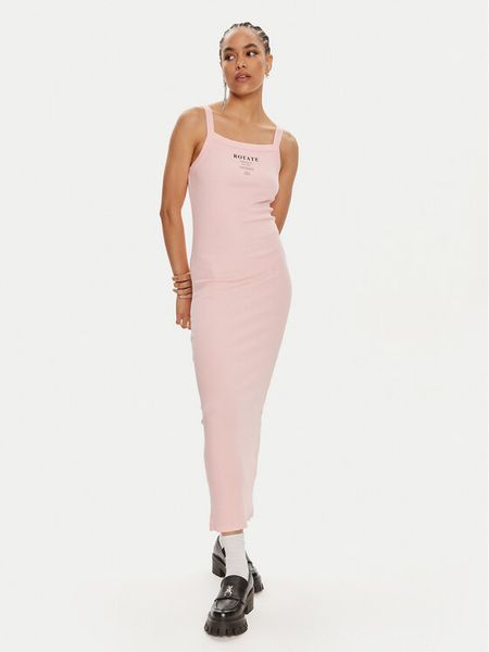 ROTATE Sukienka letnia Vigdis 1124431011 Różowy Slim Fit. Czerwone sukienki damskie ROTATE, na lato, m, bez wzorów, z bawełny, bez kołnierzyka, bez ramiączek. Za 299.99 zł.
