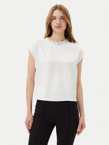 Imperial Bluzka RIC3JBA Biały Regular Fit. Białe bluzki damskie Imperial, xs, bez wzorów, z syntetyku, bez kołnierzyka, bez ramiączek. Za 179.99 zł.