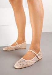 Beżowe Balerinki Siateczkowe z Cyrkonami Felanesa. Brązowe balerinki damskie Born2be, bez wzorów, z jeansu, eleganckie, bez obcasa, na obcasie, bez zapięcia. Za 64.99 zł.