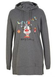 Długa bluza z kapturem i rozcięciem z boku. Czerwone bluzy damskie bonprix, na zimę, bez wzorów, bez ramiączek, z kapturem. Za 109.99 zł.