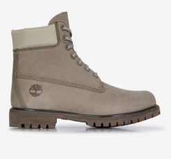 TIMBERLAND Premium 6 Inch Lace Up Waterproof Boot Trapery męskie. Szare botki męskie Timberland, na zimę, bez wzorów, z gumy, bez obcasa, bez zapięcia. Za 509.99 zł.