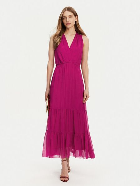 Haveone Sukienka letnia AFF-N005 Różowy Loose Fit. Czerwone sukienki damskie Haveone, na lato, xl, bez wzorów, z jedwabiu, bez kołnierzyka, bez ramiączek. Za 369.99 zł.